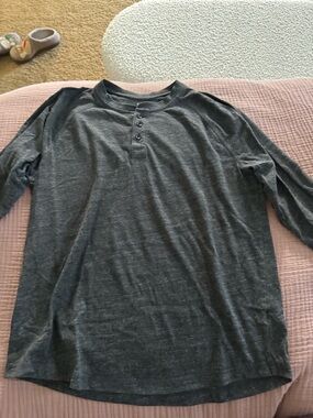 Gap Men's Dark Gray Henley Long Sleeve Shirt